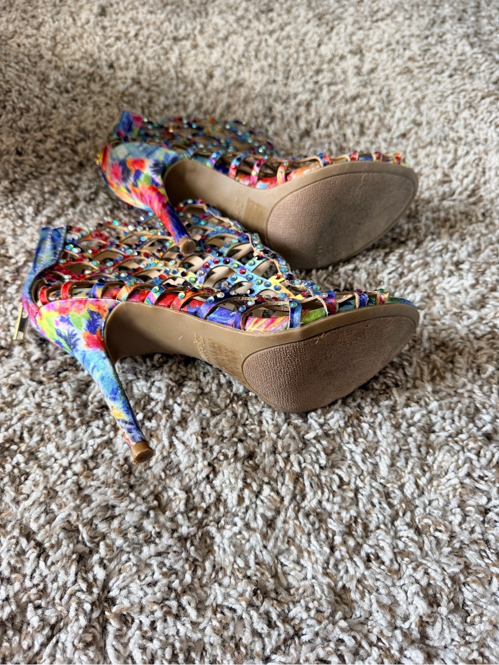 Zigi Soho Multicolor Beaded Cutout Heeled Sandals - Picture 5 of 5